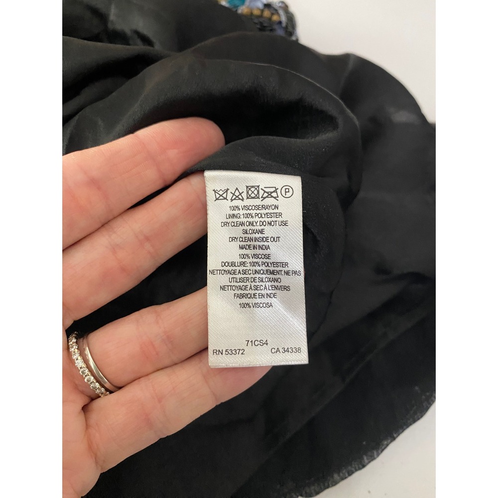 Art Deco Beaded Mini Dress Black Teal Geometric Size 12 EUC French Connection - Picture 6 of 6